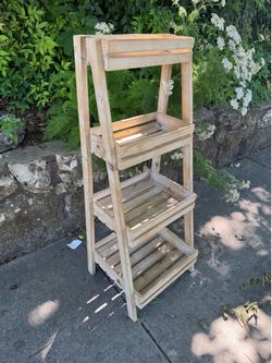 4-tier vintage pine wood organizer and display