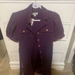 Purple Dress with Gold Buttons