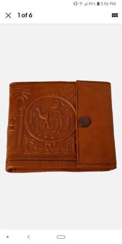 Moroccan Wallet Coin Genuine Leather Bi-fold Handmade Pocket Unisex Small Orange