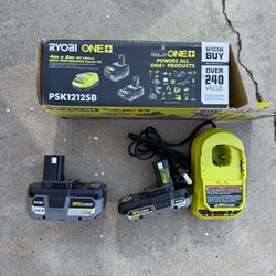 RYOBI ONE+ 18V Lithium-Ion Starter Kit with (1) 2.0 Ah Battery, (1) 4.0 Ah Battery, and Charger