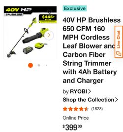 NEW Ryobi 40V HP Brushless Leaf Blower & String Trimmer Combo Kit