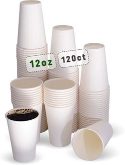 Brand new in box Cuppa Cup Pack 120 Disposable Paper Cups Jumbo Size 12oz for Drink Hot Cold Coffee - White