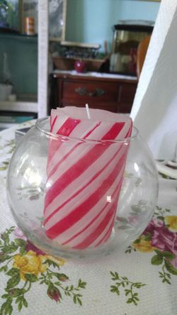 Candle and glass bowl