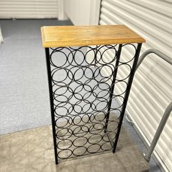 32 Bottle Wine Rack With Wood Top Accent Table 