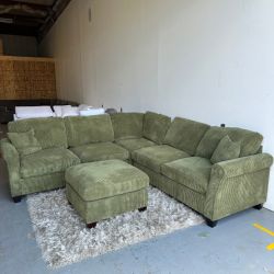 Green Corduroy Sectional NEW! - Delivery Available