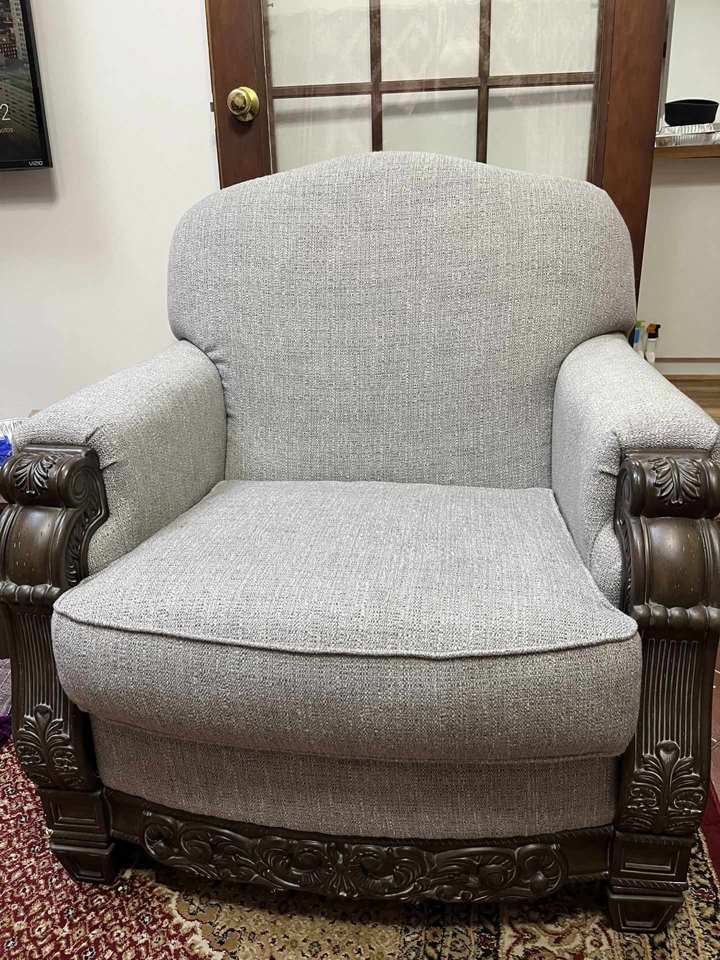 Grey Upholstered Comfortable Chair