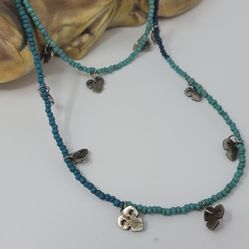 Blue Skull Heart Necklace 