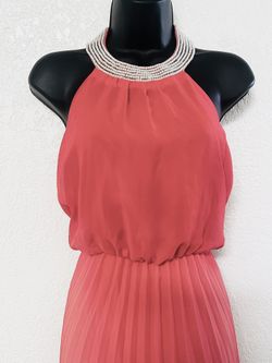 PAPAYA, Coral Chiffon Dress, Size M