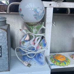 Ceramic swan glass globe light