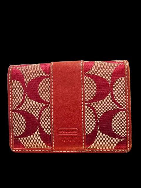 Coach Red And Tan Card/Chain Holder