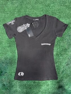 Chrome Hearts Cross Graphic V-Neck T-Shirt