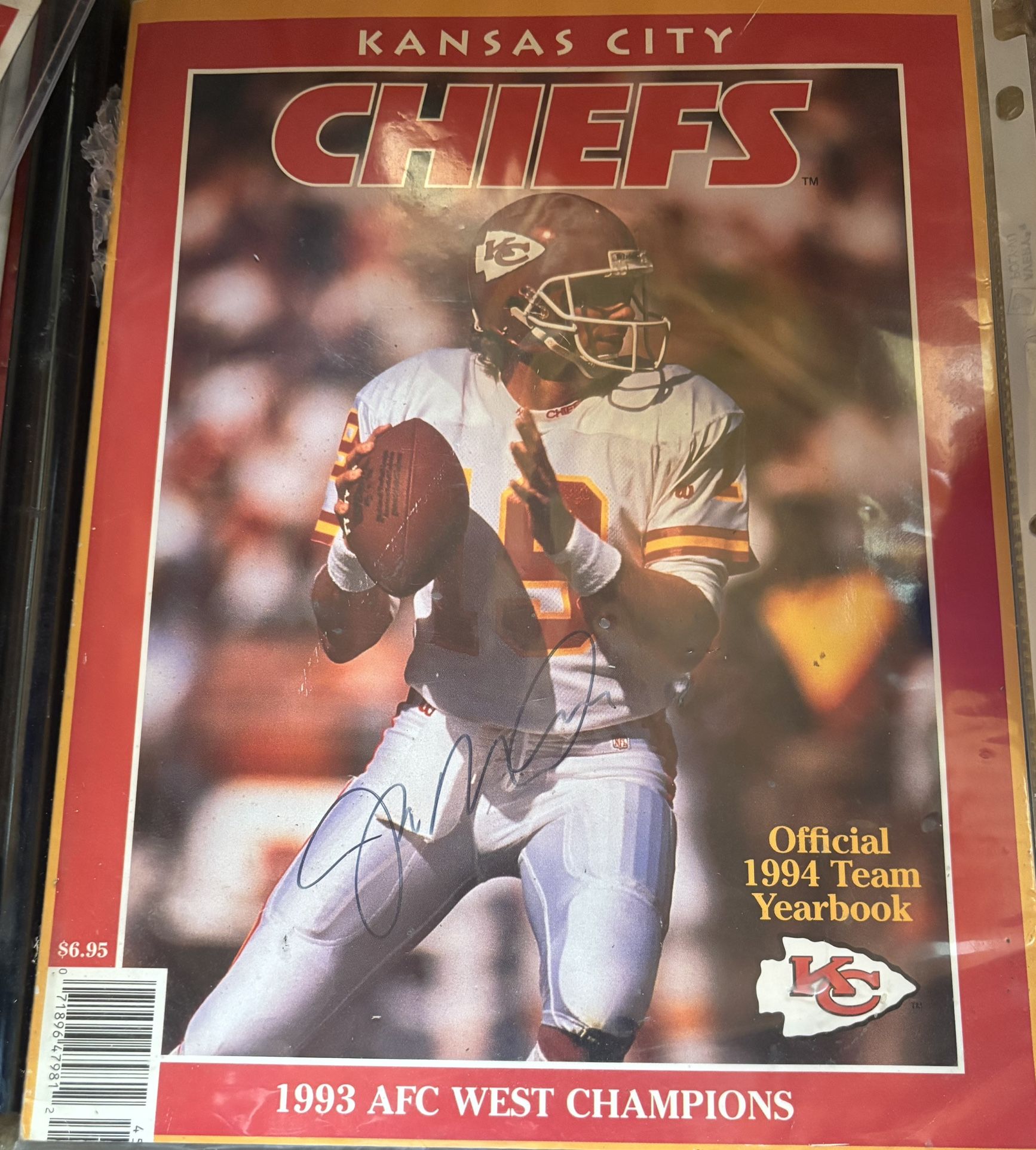 1994 Chiefs Yearbook With Joe Montana Autograph On The Cover