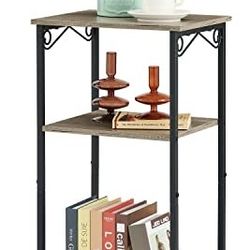 3-Tier Wood Look Shelf w/ Metal Frame