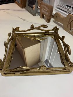 Gold leaf mirror tray