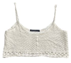 Brandy Melville White Crochet Knit Crop Top ONE SIZE