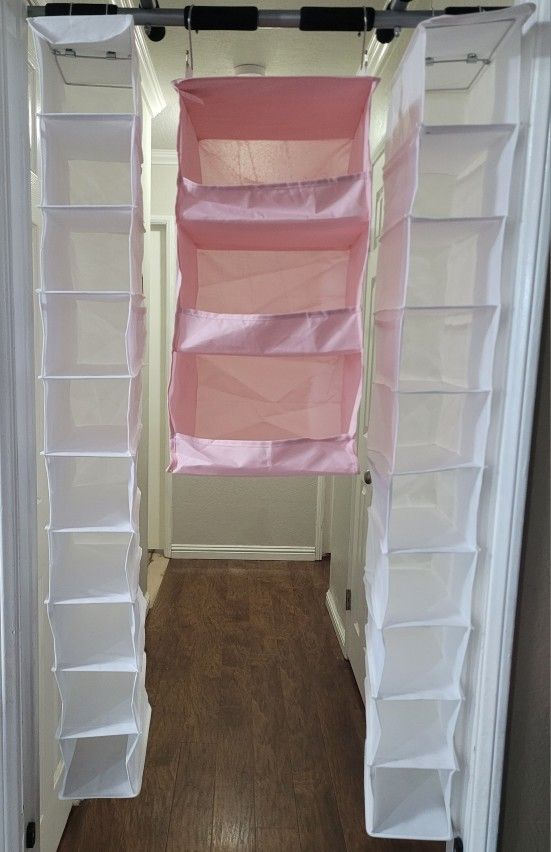 Pink & White Hanging Closet Organizers & Children’s Hangers