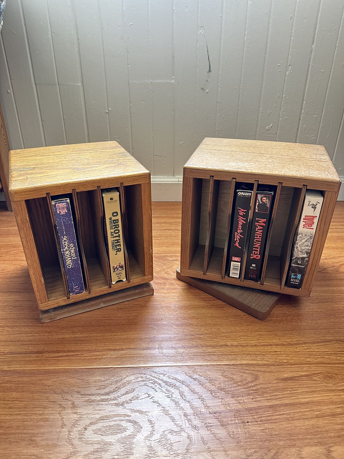 VHS Cassette Tape Holder Rack Lazy Susan Pair VCR