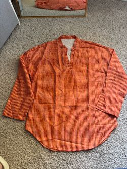 Orange Striped Long Sleeve Tunic Top