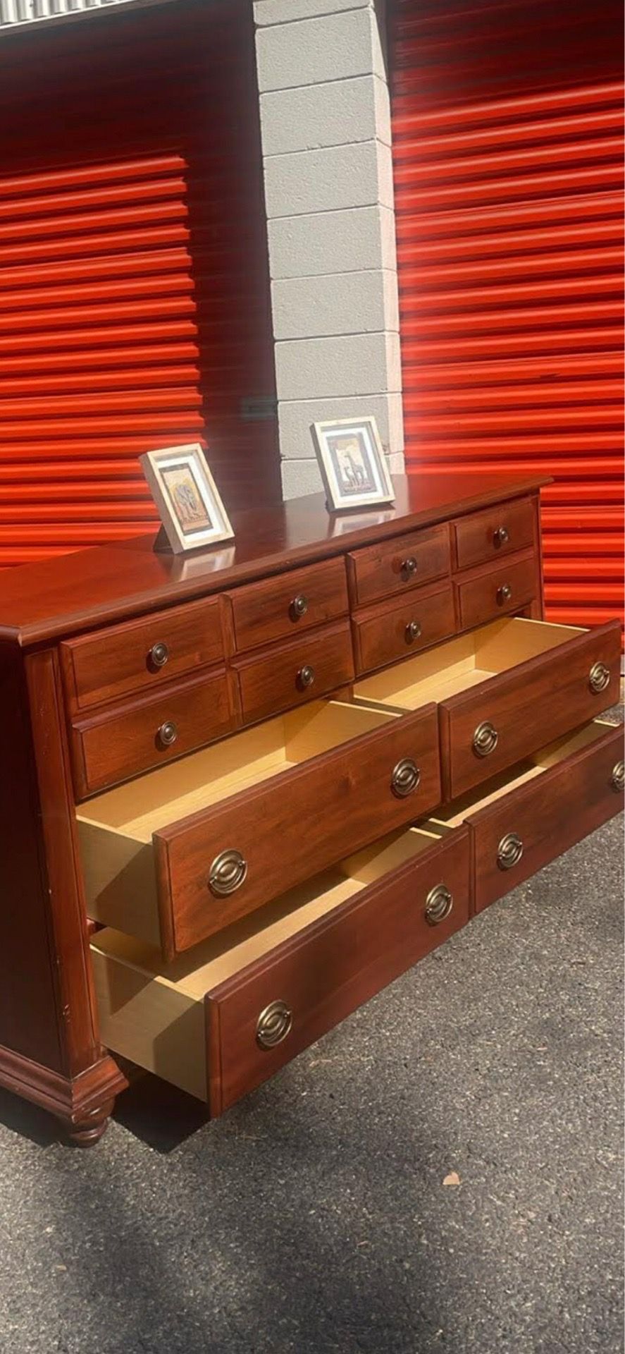Delivery available. Broyhill Solid Wood long dresser with big drawers