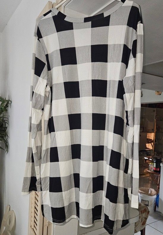 New Plaid Print Long Sleeve T-Shirt
3XL