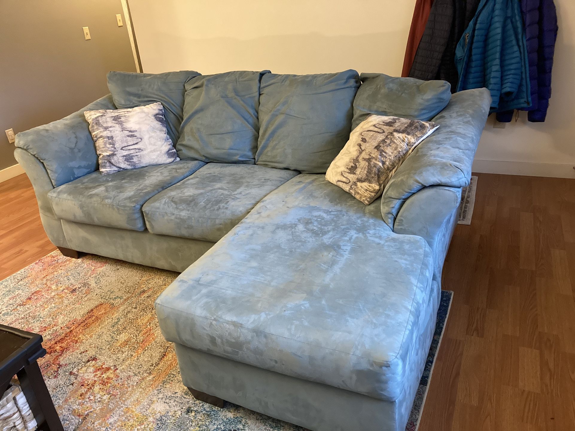 Andover Mills Torin 89” Wide Reversible Sofa & Chaise - Sky Blue