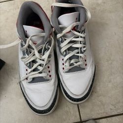 Air Jordan 3 White Fire Red Sneakers