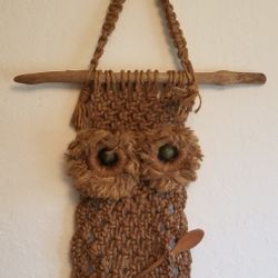 Vintage Owl Macrame Wall Hanging