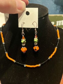 Halloween Earring / Necklace Set - Handcrafted Glass Beads Candy Shape
