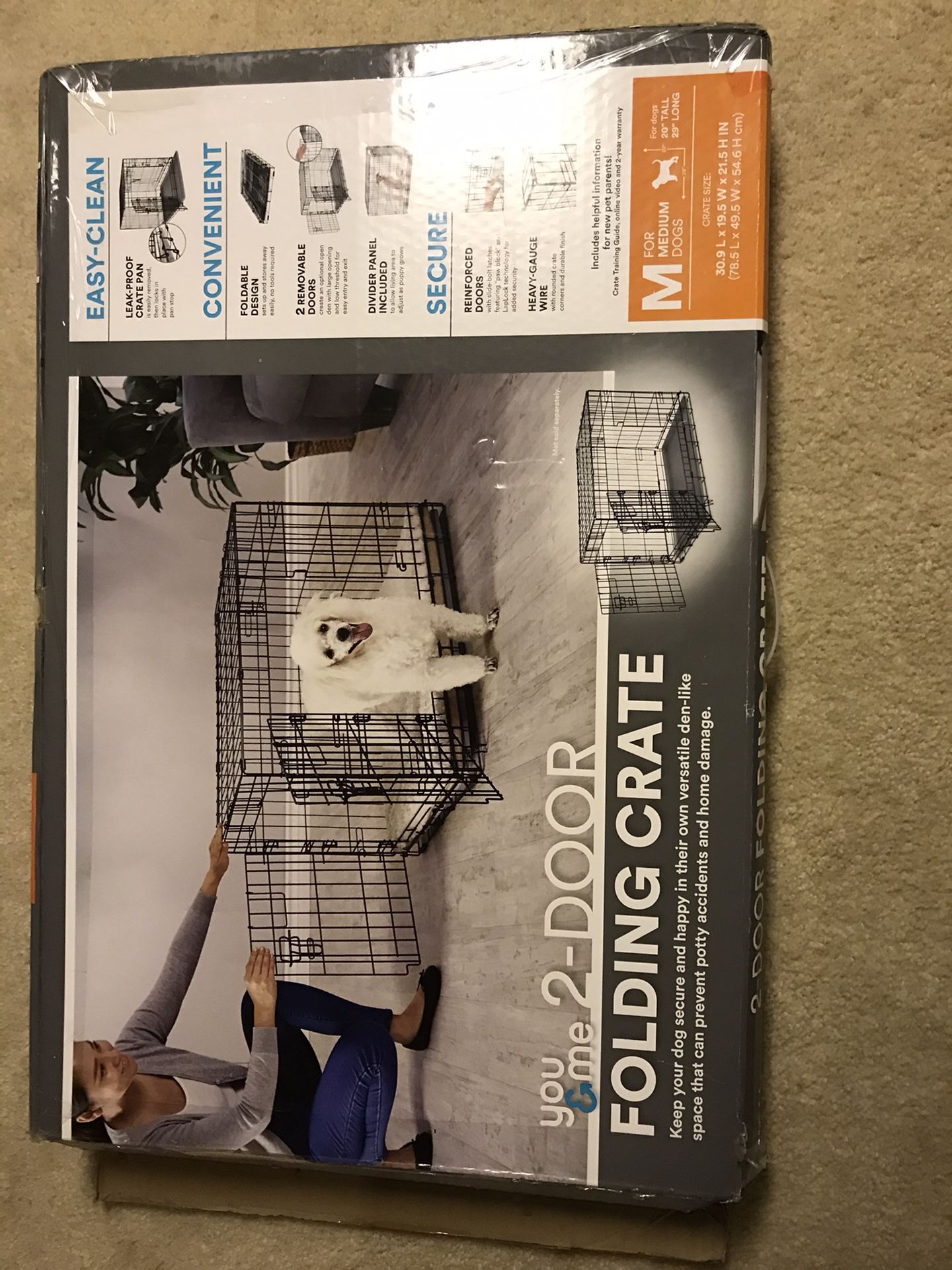 You & Me 2-Door Medium Folding Dog Crate