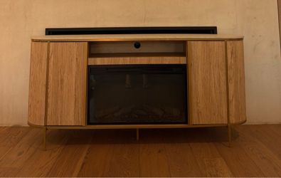 70” Modern Fluted Fireplace TV Stand / Media Console – Fits up to 80” TV