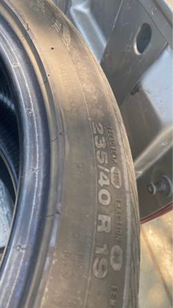 I got two tires in good condition they have about 40 to 50% left Brand New size 235/40 R 19’s belongs to a Honda accord 2019