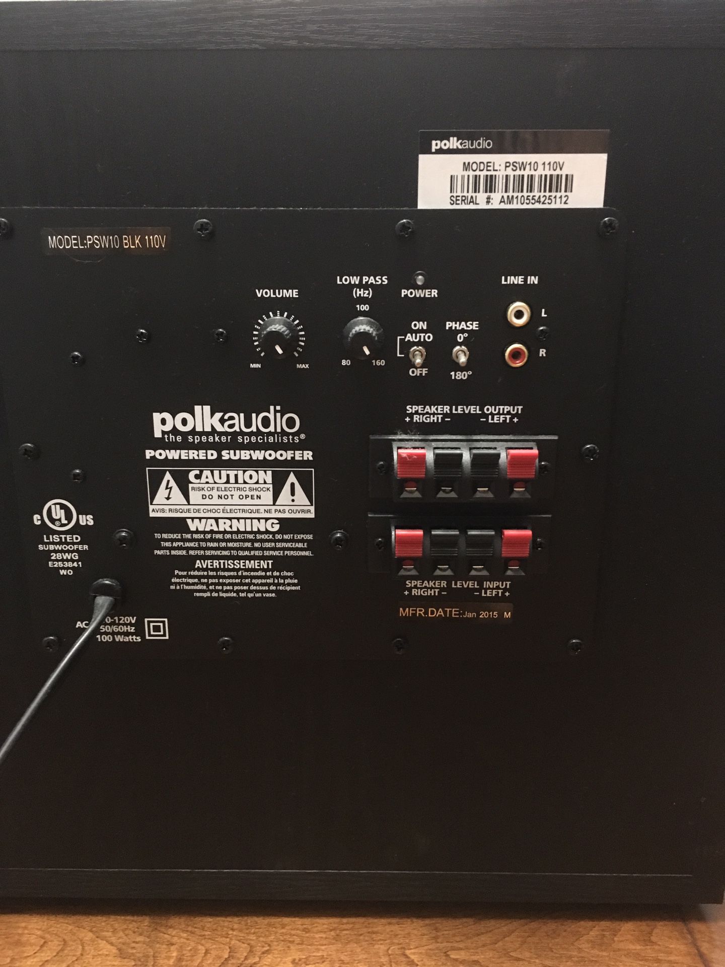 Polk Audio PSW10 Subwoofer