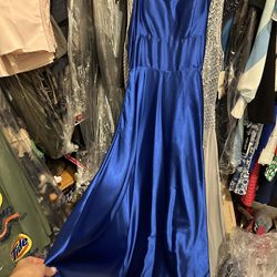Royal Blue Satin Formal Dress Size Small 