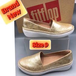 Fitflop Women’s Gold Comfortable Slip On Shoes 9