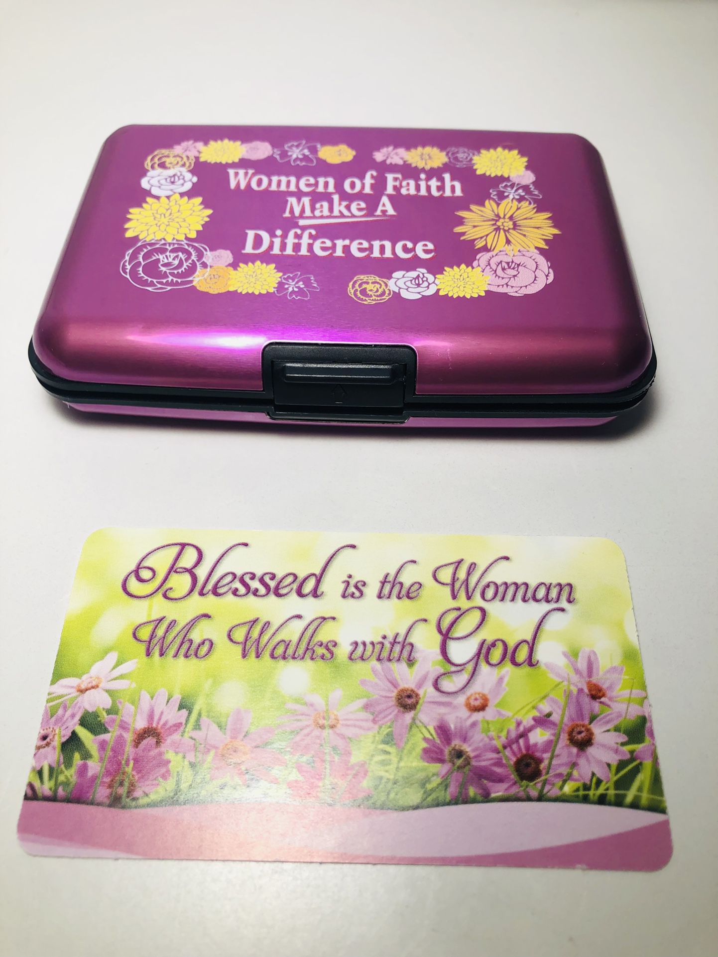 Aluminum Wallet “Women Of Faith” RFID Blocking Expanding Lightweight