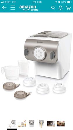 Philips Pasta and Noodle Maker with 4 Interchangeable Pasta Shape Plates- HR2357/08