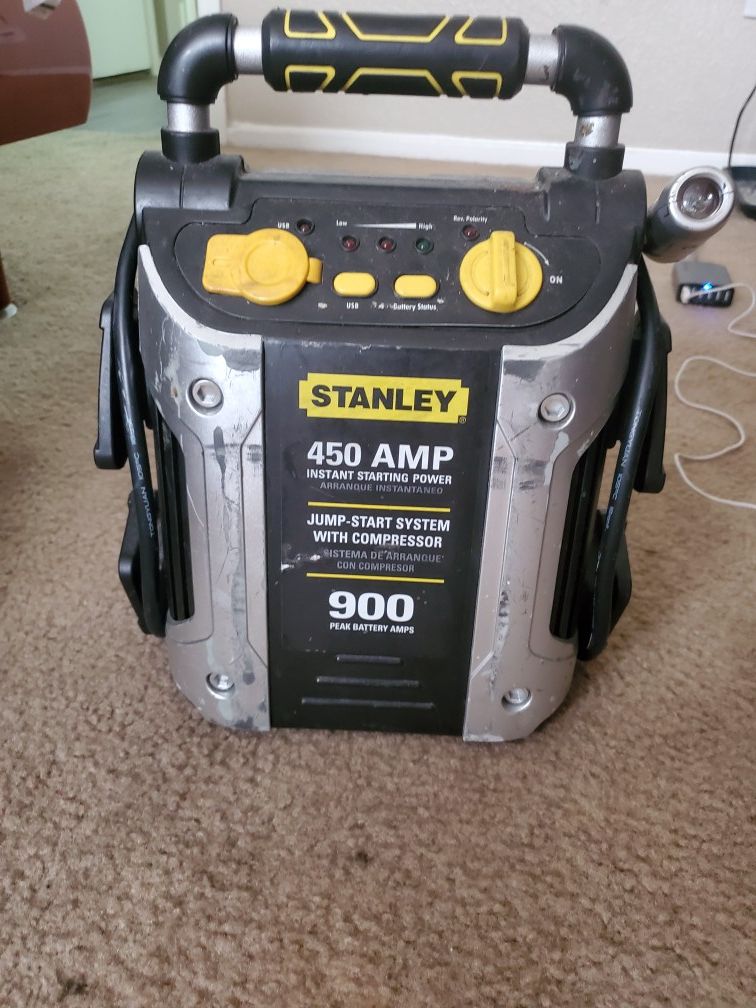 Stanley jump start system with compressor