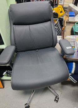 Leather Office Chair with Adjustable Lumbar Support-PLEASE READ DESCRIPTION 