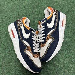 NIKE AIRMAX 1 PREMIUM DENIM LEOPARD SIZE 10.5