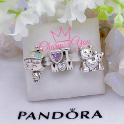 3 Adorable Charms 925 silver for Pandora moments bracelet.