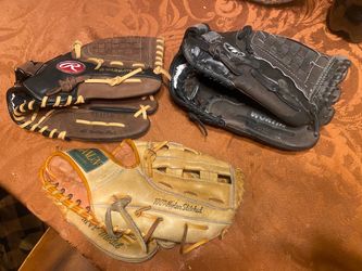 Lot of 3 Baseball Gloves – Rawlings, Worth, Franklin