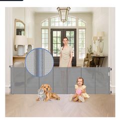 90 Inch Extra Wide Baby Gate for Large Openings Retractable 