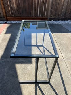 Glass Top Desk with Metal Frame