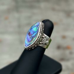 Jewelry .925 sterling silver opal 5.00CT ring size 5.75