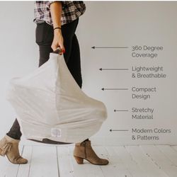 Parker Baby 4 in 1 Car Seat Cover for Girls and Boys - Stretchy Carseat Canopy, Nursing Cover, Grocery Cart Cover, High Chair Cover - "Desert"