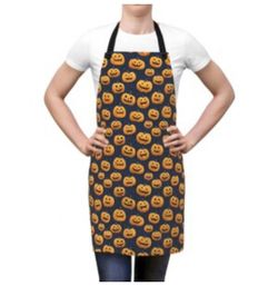 Cuisinart Halloween Pumpkin Apron Gray Orange Jack-O-Lantern 100% Cotton NEW