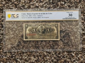 1896 Cuba 1 Peso Bank Note