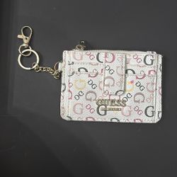 Guess white keychain cardholder 