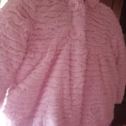 NEW!  Little Girl's Elegant Fur Coat Pink Size 5