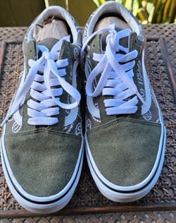 Vans Old Skool "Peace Paisely" Grape Leaf Olive Green Men 6.5 / Women 8 DISCONTINUED